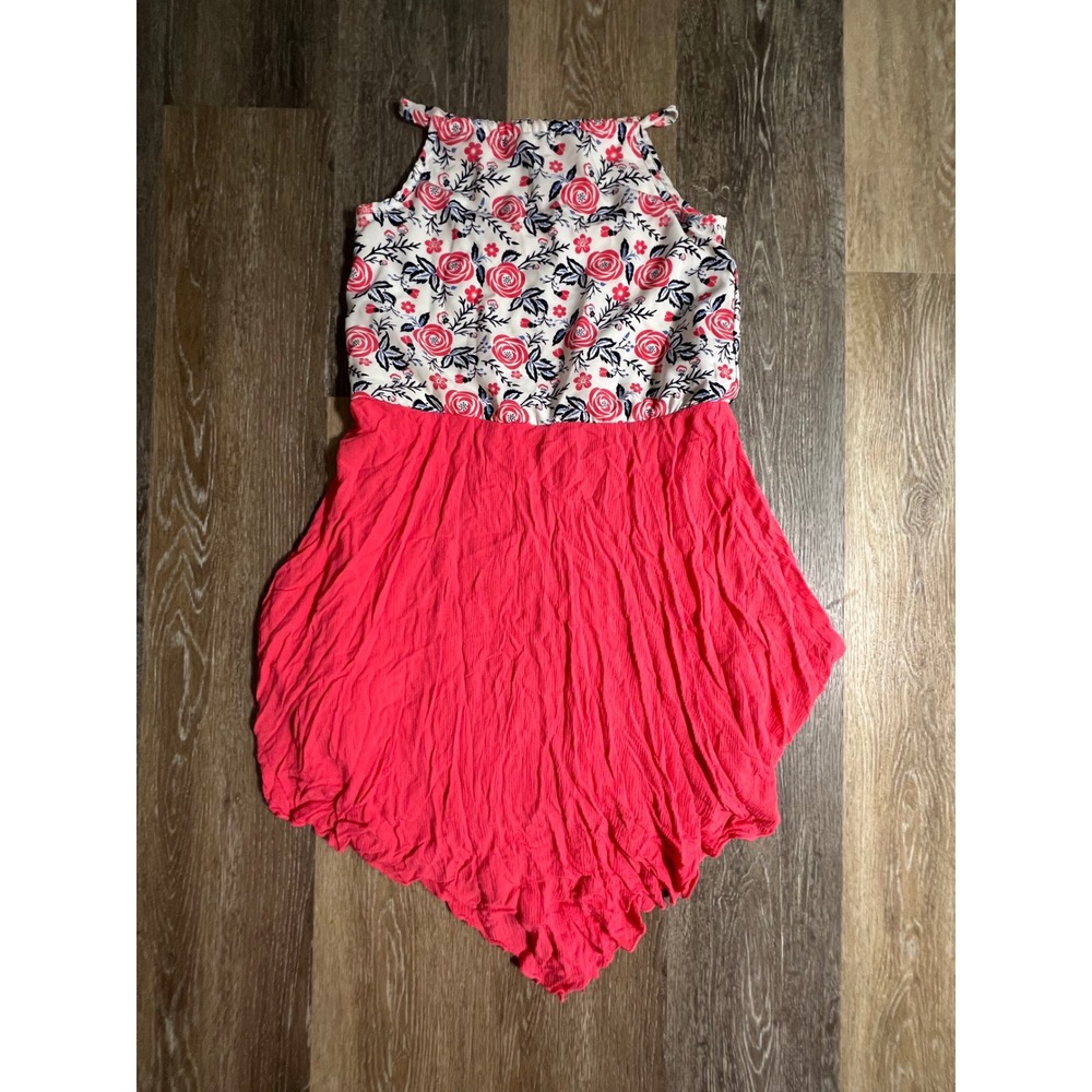 Lily Bleu Floral Handkerchief Dress Womens 12 Pink Sleeveless High Neck Boho‎